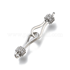 Латунный микро-pave прозрачный кубический цирконий крюк и s-крюк застежки KK-D312-10P