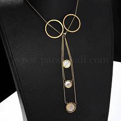 Ожерелья-лариаты из нержавеющей стали 304 и натуральных ракушек для женщин NJEW-A045-21G
