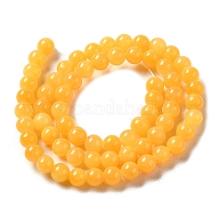 天然石馬山ジェイドビーズ連売り  染め  ラウンド  ゴールド  6mm  穴：1mm  約66個/連  16インチ&nbsp;DJAD-6D-07