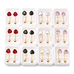 Серьги-гвоздики в форме сердца из нержавеющей стали 304&nbsp;EJEW-F396-04C-G