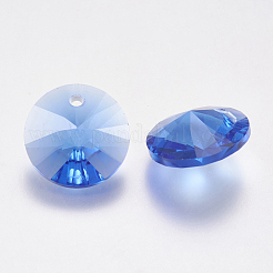 カット加工ガラスラインストーンチャーム  模造オーストリアのクリスタル  コーン  サファイア  8x4mm  穴：1mm&nbsp;RGLA-F049-8mm-206