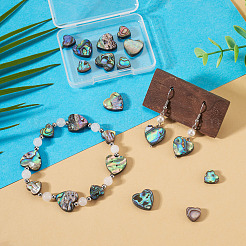 12pcs2スタイルナチュラルアワビシェル/パウアシェルビーズ  ハート  カラフル  10~15x10.5~15.5x3.5mm  穴：1mm  6個/スタイル&nbsp;SHEL-TA0001-41