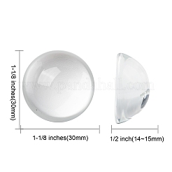 透明な半円形のガラスカボション  透明  30~31x14~15mm&nbsp;GGLA-R027-30mm