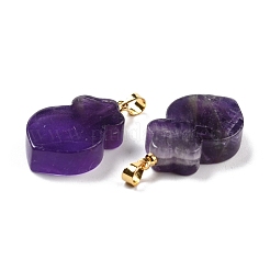 天然石アメジストペンダント  ゴールデン真鍮パーツ  ニンジン  29~30x17x6mm  穴：5mm&nbsp;G-A203-02C