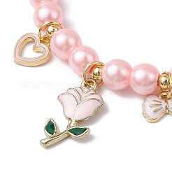 Стеклянные браслеты-бусины на день святого валентина из жемчуга для женщин BJEW-JB11440