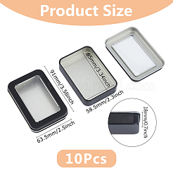 Ящик для хранения из жести с прозрачным окошком CON-WH0099-23EB