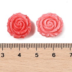 合成貝で染めた彫刻ビーズ  花  ライトコーラル  15x16x8mm  穴：1.2mm&nbsp;SHEL-U001-01A