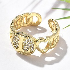Anillos abiertos de circonita cúbica transparente con micro pavé de latón para mujer&nbsp;RJEW-K289-02G-L