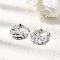 Серьги-кольца из латуни с прозрачным фианитом и прозрачным фианитом&nbsp;EJEW-Z157-01P