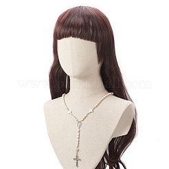 Ожерелье из четок из натуральной лавы и синтетической бирюзы&nbsp;NJEW-JN04237-02