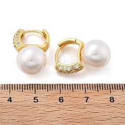 Пластиковые жемчужные серьги-кольца с прозрачными фианитами EJEW-A070-08G