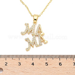 День матери латунные микропаве прозрачные кубические цирконии подвески ожерелья для женщин NJEW-Q021-01B-G
