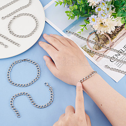 10шт унисекс 304 нержавеющая сталь панцирная цепь/витая цепь браслеты набор STAS-UN0048-40