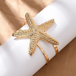 女性用合金＆鉄カフバングル  ゴールド  ヒトデ  内径：2-1/4インチ（5.85cm）&nbsp;BJEW-F501-04A-KCG