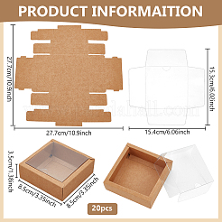 Quadratische Keksschachteln aus Papier mit durchsichtigem PVC-Fenster&nbsp;LS-CON-WH0098-16A-03