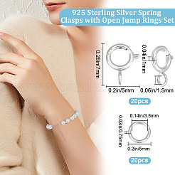 20 шт. 925 пружинные кольцевые застежки из стерлингового серебра STER-BBC0001-48