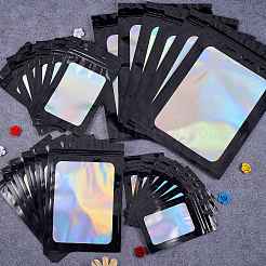 120 шт. 4 прямоугольных пластиковых пакета с застежкой-молнией и голографическим блеском OPP-SZ0001-02