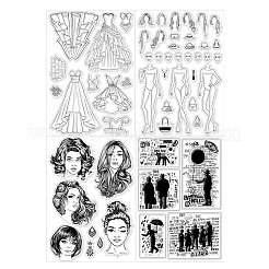 4 шт. 4 стиля человеческих пластиковых прозрачных штампов из ПВХ DIY-CA0006-64H