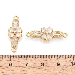 Латунные подвески-звенья/соединители с прозрачными кубическими циркониями&nbsp;KK-T077-66G