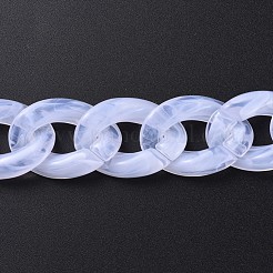 アクリルカーブチェーン  溶接されていない  ホワイト  39.37インチ（100cm）  リンク：29x21x6mm  1m /連&nbsp;X-AJEW-JB00505-06
