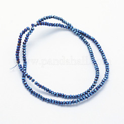 電気メッキガラスビーズセット  フルメッキ  多面カット  ロンデル  ブルーメッキ  2.5x1.5mm  穴：0.5mm  約158~163個/連  28~29cm&nbsp;X-EGLA-J144-FP-A06