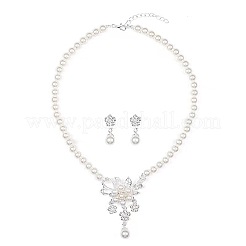 Ожерелья и серьги-гвоздики из цветочного сплава с кристаллами&nbsp;FS-WGC7021-01