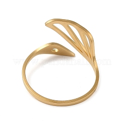 304ステンレススチールカフリング  女性用中空オープンフィンガーリング  スワン  ゴールドカラー  usサイズ9 3/4(19.5mm)&nbsp;RJEW-G299-02G