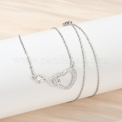 Pendentif cœur infini en laiton et zircone cubique transparente&nbsp;NJEW-V011-01P