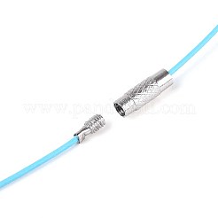 鋼線のブレスレットコードDIYのジュエリー作り  真鍮製ネジ式クラスプ付き  空色  225x1mm&nbsp;TWIR-R004-14