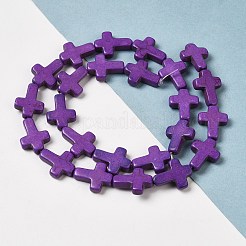 Hilos de perlas sintéticas teñidas de turquesa&nbsp;G-P507-06A