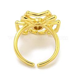 Стойки с покрытием из латуни микро-паве с кубическим цирконием в виде паука открытые манжеты кольца для женщин RJEW-I104-22G