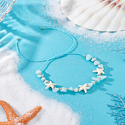 1шт. Браслеты из плетеных бусин из натурального аквамарина&nbsp;BJEW-LP0003-26A