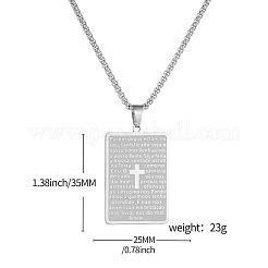 宗教 304ステンレススチール製聖書十字架長方形祈りペンダントネックレス（男性用・女性用）  ステンレス鋼色  23.62インチ（60cm）&nbsp;WG4BC2D-01