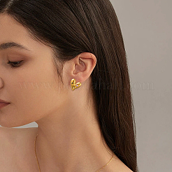 2 пара двухцветных сережек-гвоздиков в форме сердца из нержавеющей стали&nbsp;EJEW-GO0002-12