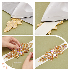 2 шт. 2-х стилистический цветочный узор со стразами горячей фиксации DIY-WR0003-50