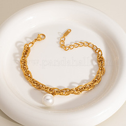 Браслеты с круглыми бусинами из нержавеющей стали с инициацией в виде жемчужин BT3427