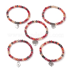 5шт. браслеты с подвесками в виде сердца из сплава&nbsp;BJEW-JB11728