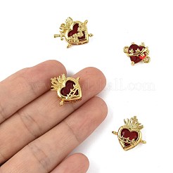 4 шт. 3 стиля латунные подвески-сердечки из темного красного стекла с паве&nbsp;KK-FS0001-86