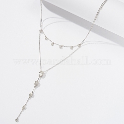 925 Sterling Silber Pavé 5a Klarer Zirkonia Tropfenanhänger Y-Halskette&nbsp;SE-CBA9BBC-15P