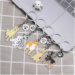 Wewaysmile 犬用キーホルダー 車用キーホルダー ペット用ペンダント キーリング 可愛い犬用キーリング ポータブル メタルキーホルダー ペット愛好家へのギフト 誕生日 子犬テーマ パーティー用品 (ウルフハウンド)  プラチナ  11x2.27cm&nbsp;JX802A