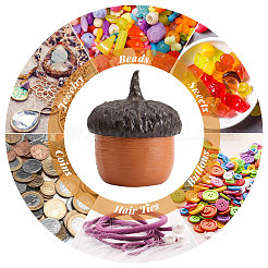 Скульптура банки для хранения в форме желудя из смолы DJEW-WH0001-37