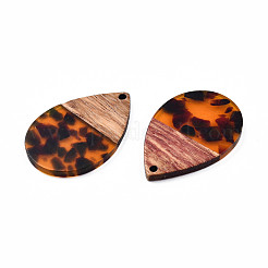 Подвески из прозрачной смолы и ореха RESI-N025-028-C01