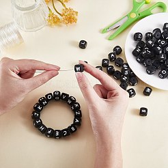 20 Uds. Cuentas de silicona con letras de cubo negro&nbsp;JX433K