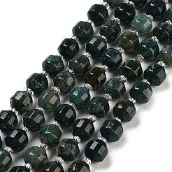 天然石モスアゲートビーズ連売り  ファセットバイコーンバレルドラム  シードビーズで  8mm  穴：1.1mm  約38個/連  15.20''（38.6センチメートル）&nbsp;G-NH0010-B01-01