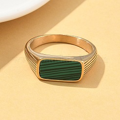 Кольца из натурального малахита из нержавеющей стали 316l для женщин&nbsp;RJEW-U054-02C-01G