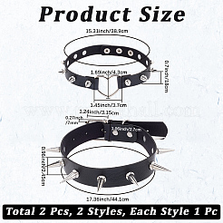 2 stücke 2 arten einstellbare gothic pu leder legierung herz spike niet choker halsketten für frauen&nbsp;NJEW-CL0001-16