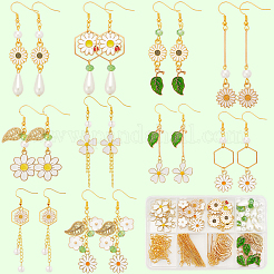 Наборы для самостоятельного изготовления сережек-подвесок в виде ромашек&nbsp;DIY-SC0003-32