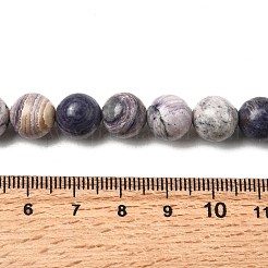 Нити бусин из натуральной фиолетовой яшмы в полоску G-K350-C03-10mm