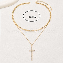 Модные двухслойные ожерелья с крестом из железа и прозрачного стекла со стразами для женщин XJ4228