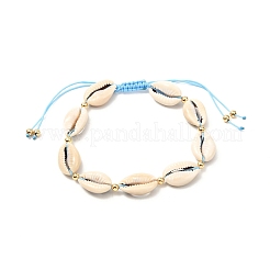 Set di cavigliere di perline intrecciate con conchiglia di ciprea naturale per ragazze donne&nbsp;AJEW-AN00451-01